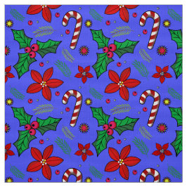 Jolly jul Poinsettia Holly Candy cane Tyg