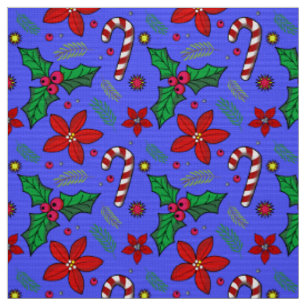 Jolly jul Poinsettia Holly Candy cane Tyg