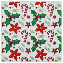 Jolly jul Poinsettia Holly Candy cane Tyg