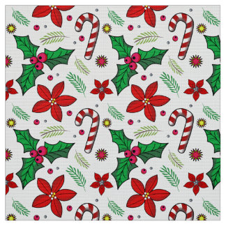 Jolly jul Poinsettia Holly Candy cane Tyg