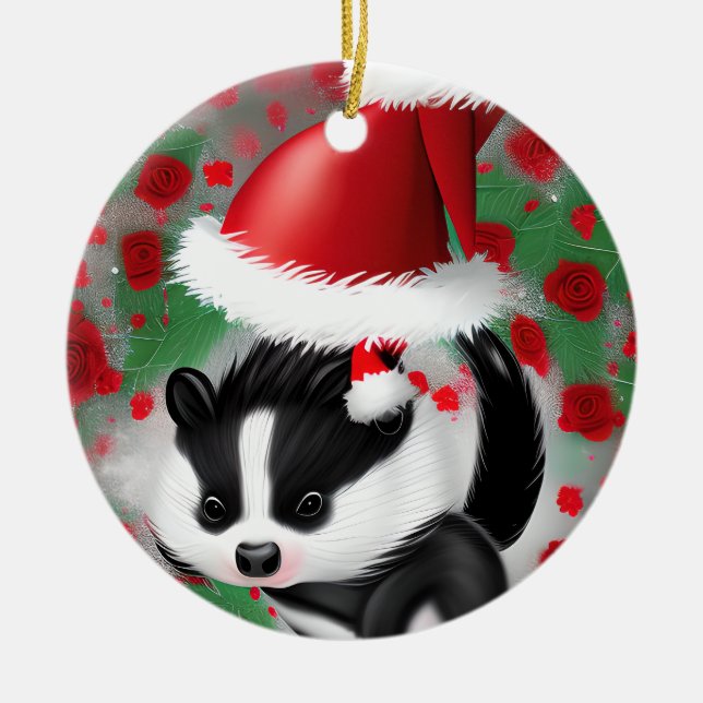 Jolly jul Skunk Julgransprydnad Keramik (Framsidan)