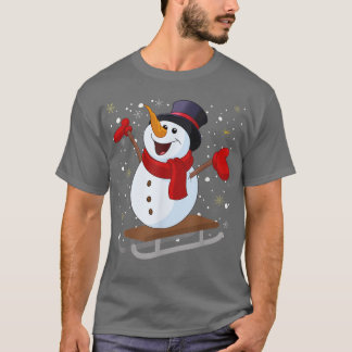 Jolly jul Snögubbe Sledding Tobogganing Winte T Shirt