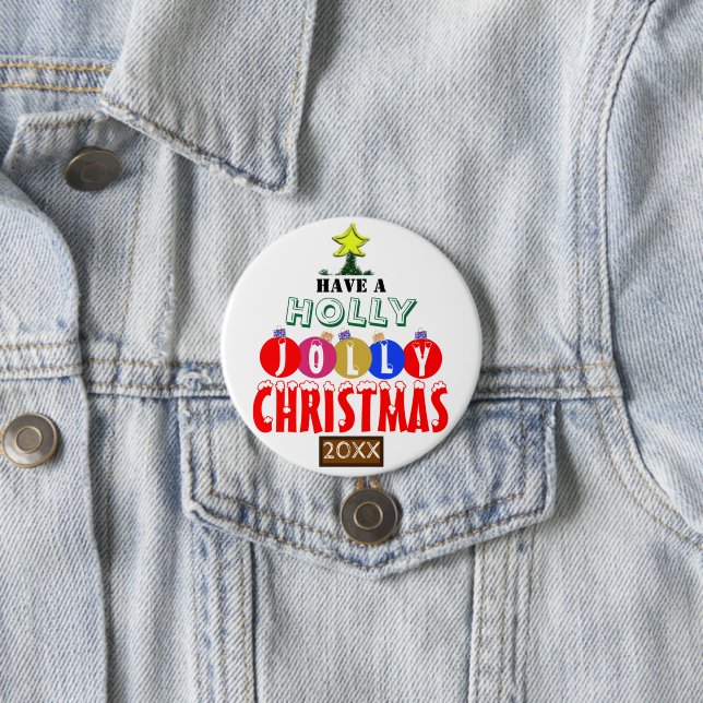 Jolly Julgran Red Blue Guld Ornaments Knapp (In Situ)