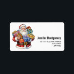 Jolly Jultomten Classic-jul Adressetikett<br><div class="desc">Adressetiketter med en söt julbild. Ett traditionellt Jultomten i sin klassiska rödkläder. Hans fullt presenter. Redo att ge gåvor till alla.</div>