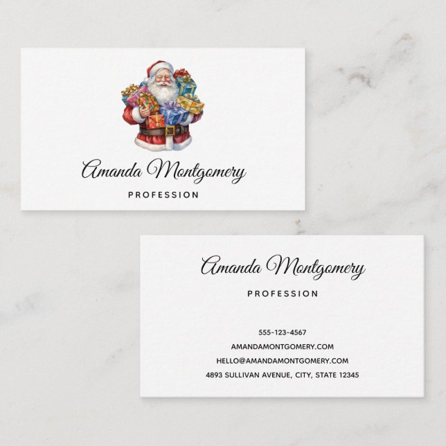 Jolly Jultomten Classic-jul Visitkort (Fram/baksida)