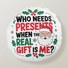 Jolly Jultomten ger Festive Cheer till alla Rund Kudde