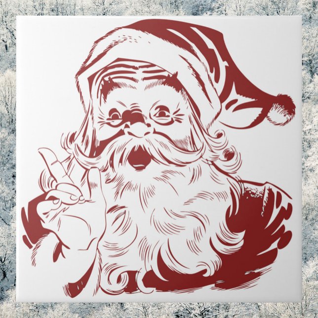 Jolly Jultomten i Red Roligt Retro God jul Kakelplatta (Skapare uppladdad)