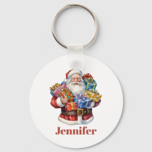 Jolly Jultomten i traditionell Röda Kostym Nyckelring