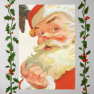 Jolly Jultomten med en hemlig, vintage jul Poster
