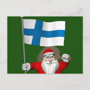 Jolly Jultomten med Flagga Finland Helg Vykort