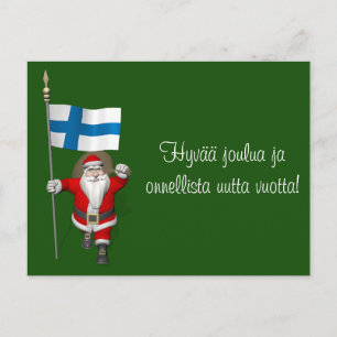 Jolly Jultomten med Flagga Finland Helg Vykort
