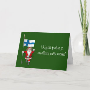 Jolly Jultomten med Flagga Finland Helgkort