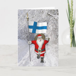 Jolly Jultomten med Flagga Finland Helgkort