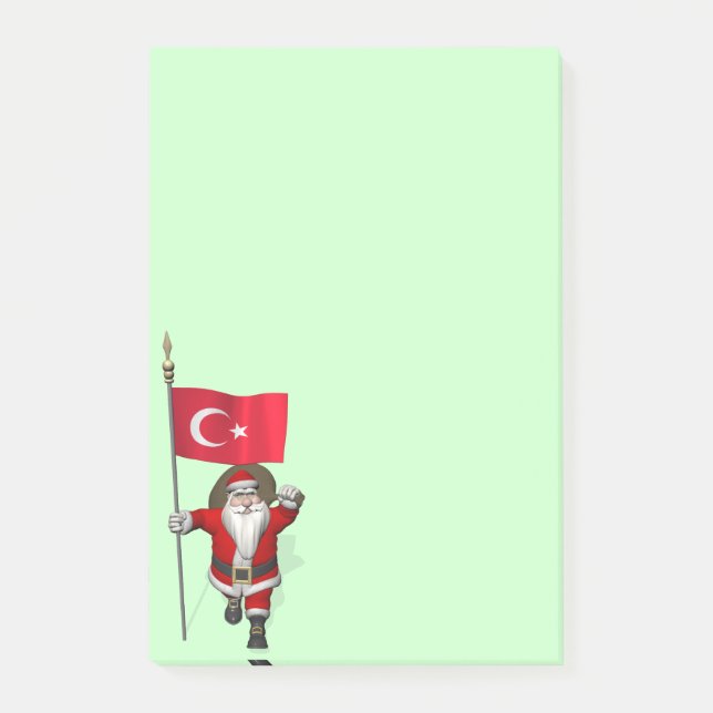 Jolly Jultomten med Flagga Turkiet Post-it Block (Framsida)