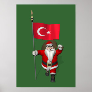 Jolly Jultomten med Flagga Turkiet Poster