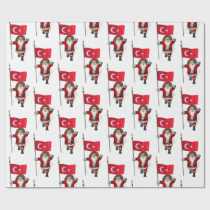 Jolly Jultomten med Flagga Turkiet Presentpapper
