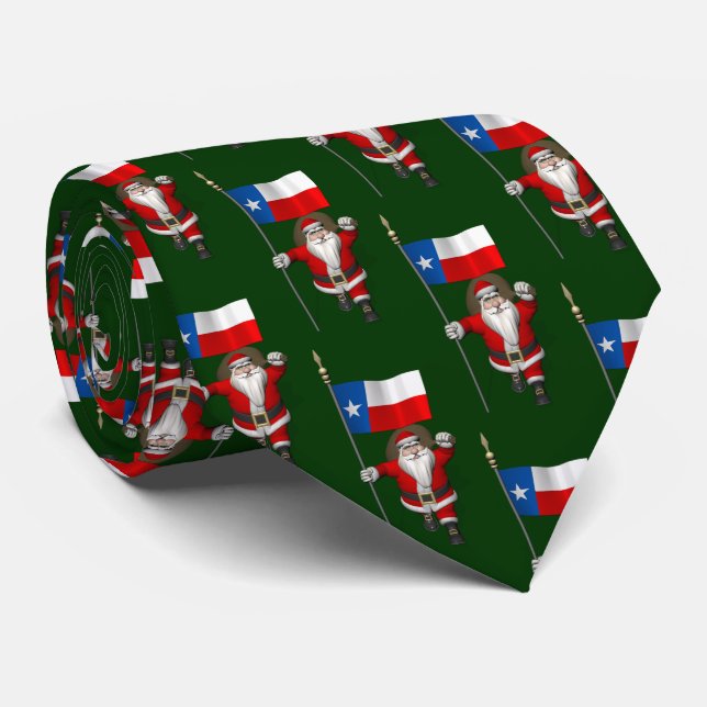 Jolly Jultomten med Texas Flagga Slips (Rullad)
