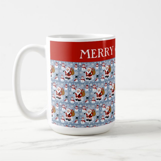 Jolly Jultomten och Snögubbar jul Mönster Kaffemugg (Vänster)