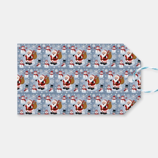 Jolly Jultomten och Snögubbar jul Mönster Presentetikett (Framsidan (Horisontell))