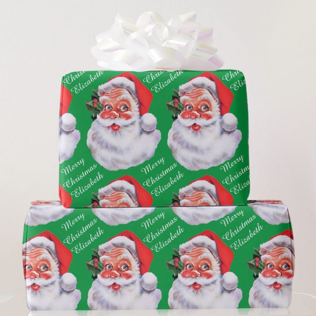Jolly Jultomten personalize Namn-textjul Presentpapper (Skapare uppladdad)