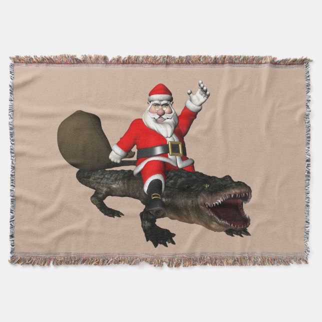 Jolly Jultomten Riding An Alligator Mysfilt (Framsidan)