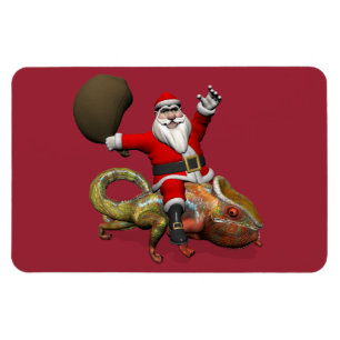 Jolly Jultomten Riding Huge Panther Chameleon Magnet