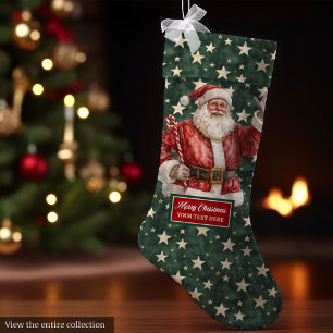 Jolly Jultomten Stocking Personlig in Vintage Stor Julstrumpa