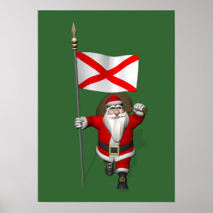 Jolly Jultomten Visiting Alabama Poster