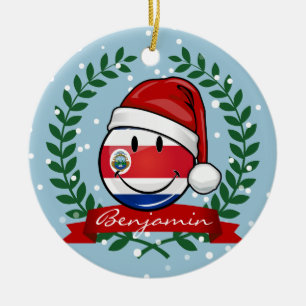 Jolly le costarikansk flagga för jul julgransprydnad keramik