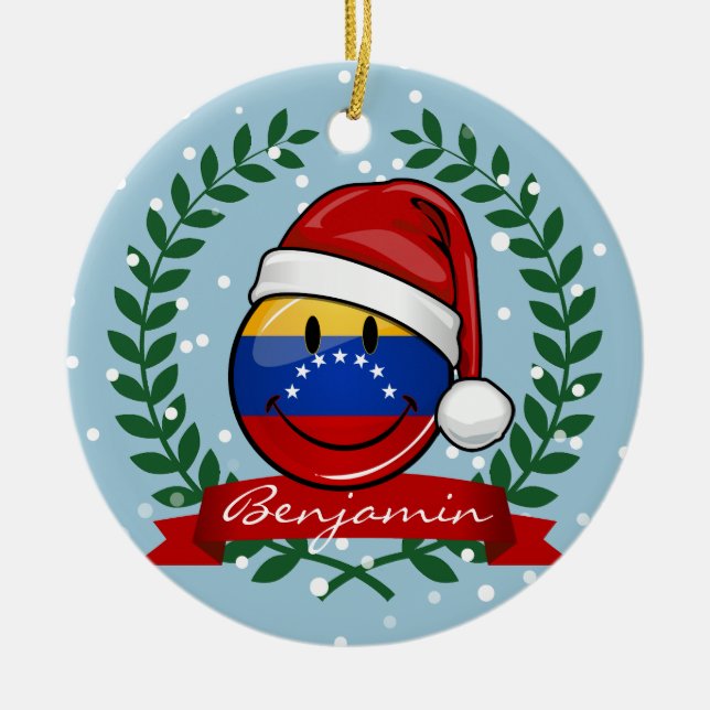 Jolly le venezuelansk flaggajul julgransprydnad keramik (Framsidan)