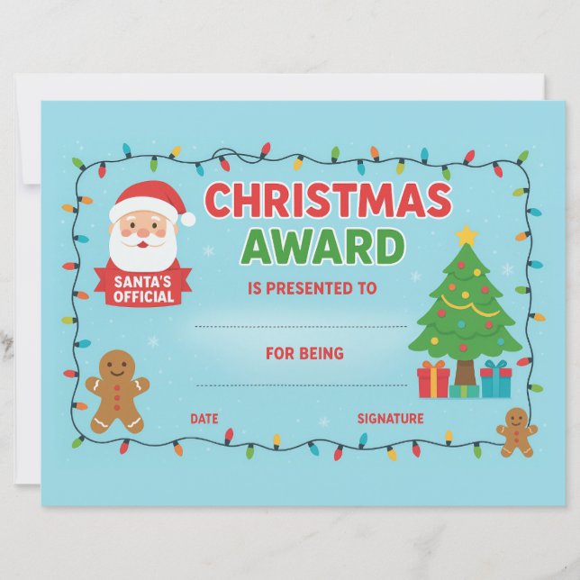 Jolly Lights Christmas Award Certificate (Framsida)