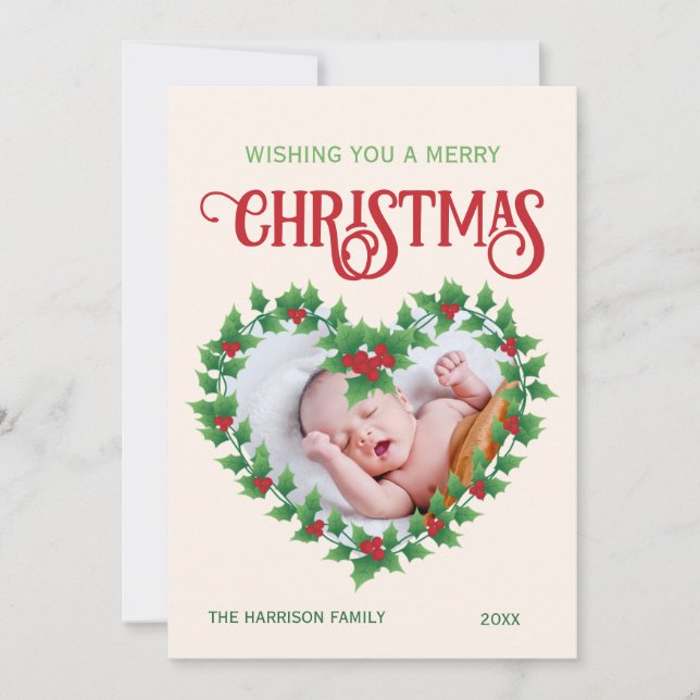 Jolly Löv Heart jul Ram Photo Julkort (Framsida)