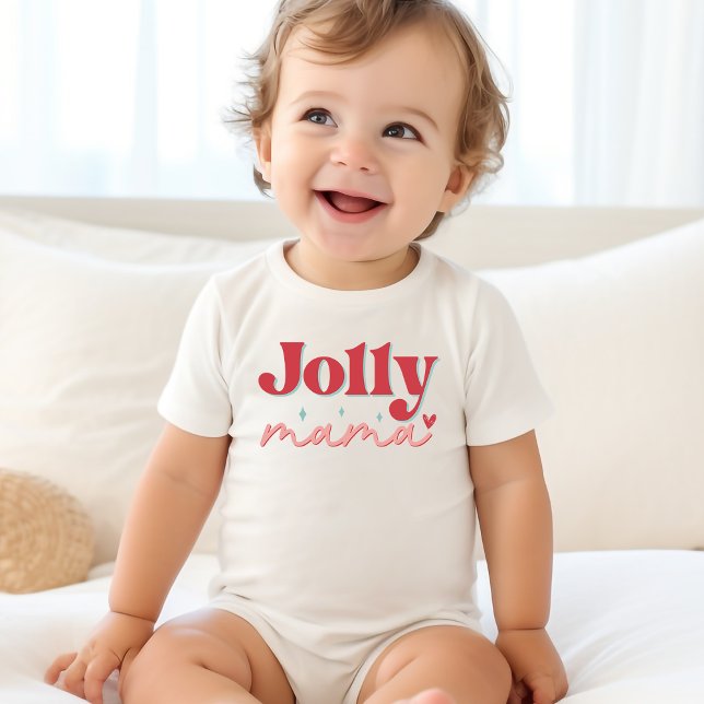 Jolly Mamma Heart Retro jul T Shirt (Skapare uppladdad)