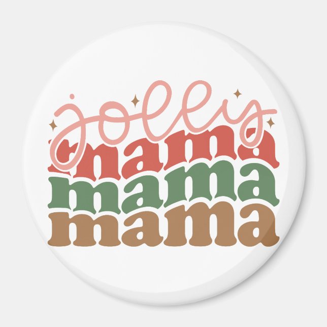 Jolly Mamma Retro Groovy Helgdagars jul Magnet (Framsidan)