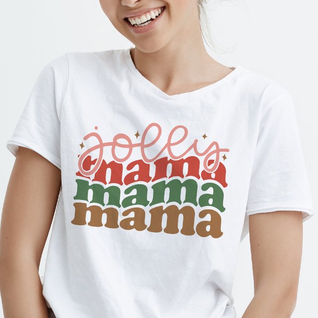 Jolly Mamma Retro Groovy Helgdagars jul T Shirt (Jolly Mama Retro Groovy Christmas Holidays T-Shirt)