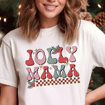 Jolly Mamma Retro jul T Shirt<br><div class="desc">Fira julhelgen i stil med den här "Jolly Mamma"-julskjortan! Den här designen har fet, vintage-inspirerad text och inslag som holly och lagrar, och ger en nostalgisk nyans till din helgdag-gardin. Den leksaksbehärskade bakgrunden och det klassiska helgdag gör det till perfekt för mammor som sprider julklapp till kärlek. Vare sig du...</div>