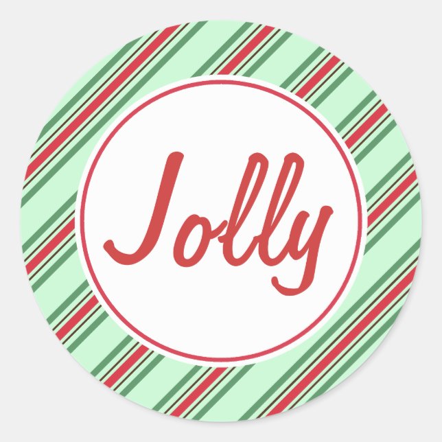 Jolly Mint-julstickers Runt Klistermärke (Framsida)