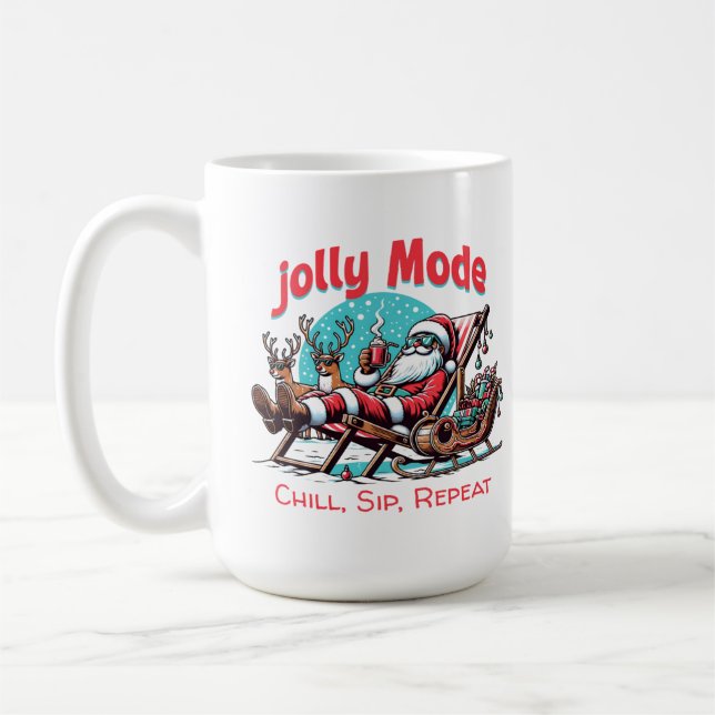Jolly Mode Santa Chill Sip Repeat  for Coworker Kaffemugg (Vänster)
