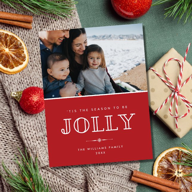 Jolly Modern Family Photo-jul Helg Vykort (Jolly Modern Family Photo Christmas Holiday Postcard)