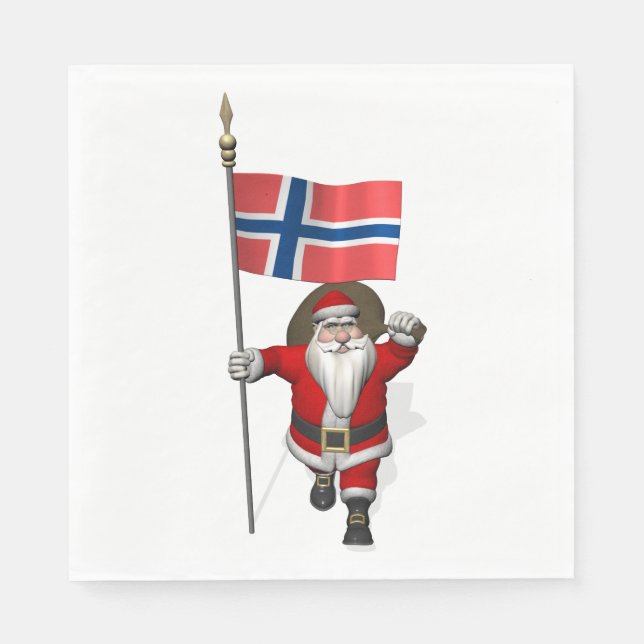 Jolly Nisse Visiting Norge Pappersservett (Framsidan)