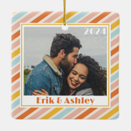 Jolly och Bright Colorful Rand Photo jul Julgransprydnad Keramik