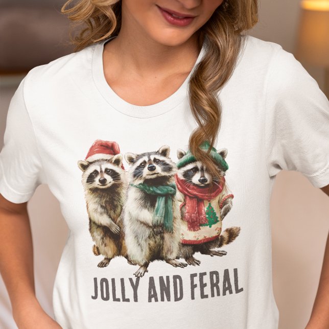 Jolly och Feral Raccoon jul T Shirt (Skapare uppladdad)