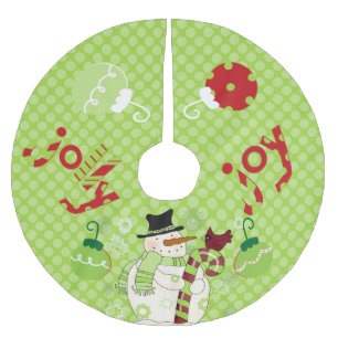 Jolly och Joy Snögubbe Helgdag Träd Skirt Julgransmatta Borstad Polyester
