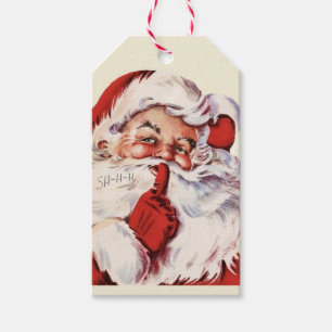 Jolly Old Saint Nicholas Jultomten Sh-h-h Presentetikett