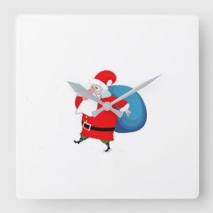 "JOLLY OLD SAINT NICK" CHRISTMAS CLOCK FYRKANTIG KLOCKA
