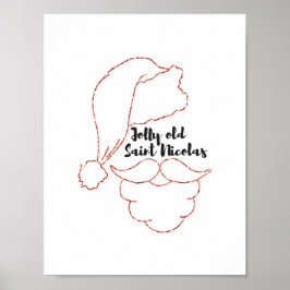 Jolly Old Saint Nicolas Red Glitter Poster