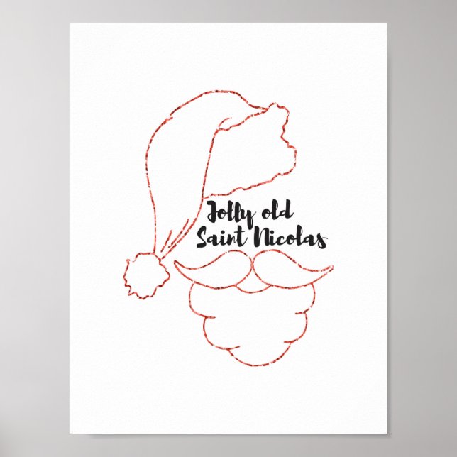 Jolly Old Saint Nicolas Red Glitter Poster (Framsidan)