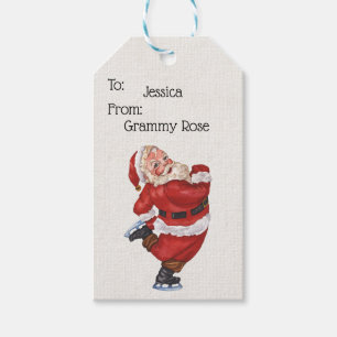 Jolly Old St. Nick Ice Skating Personlig Presentetikett
