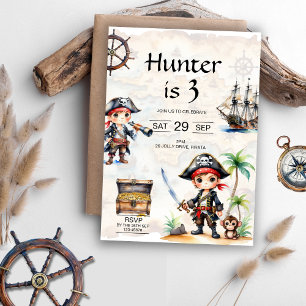 Jolly Pirater 3:e födelsedagen Party Inbjudningar