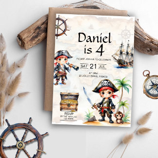Jolly Pirater 4e födelsedagen Inbjudningar